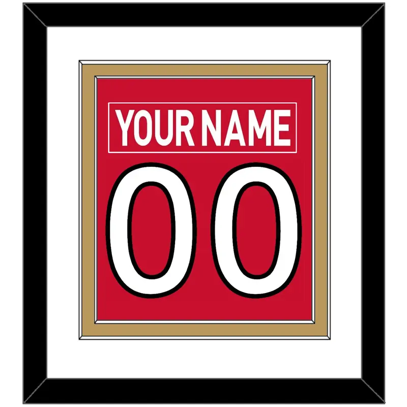 Ottawa Nameplate & Number (Back) Combined - Home Red (2007-2017) - Double Mat 2