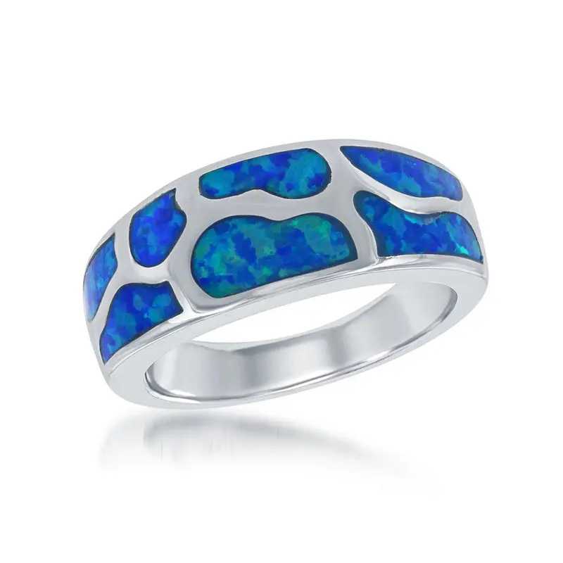 Sterling Silver Blue Inlay Opal Ring