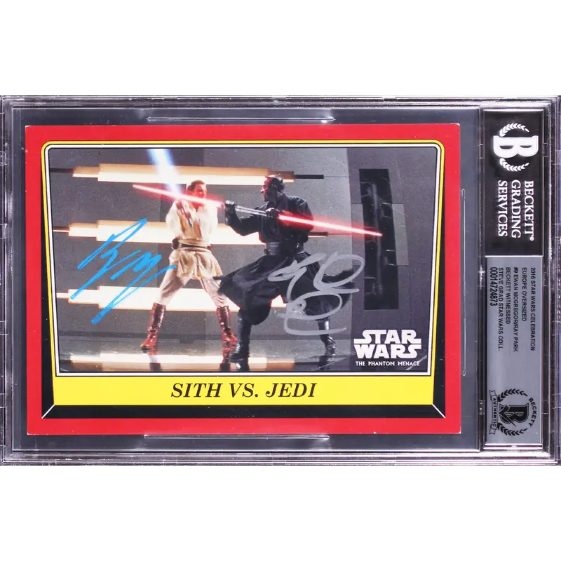 Ewan McGregor & Ray Park Signed 2016 Star Wars Celebration OS #9 Card BAS Slab