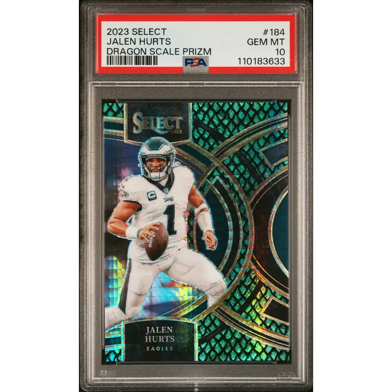 Jalen Hurts 2023 Panini Select Dragon Scale Prizm #67/70 PSA 10 Gem Mint