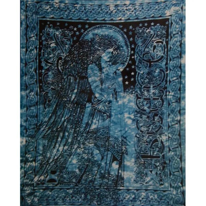 Celtic Angel Teal Single Tapestry