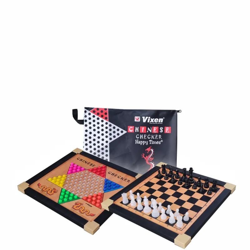 HAPPY TIMES CHINESE CHECKER & CHESS BOARD WOODEN VIXEN | KIBI SPORTS