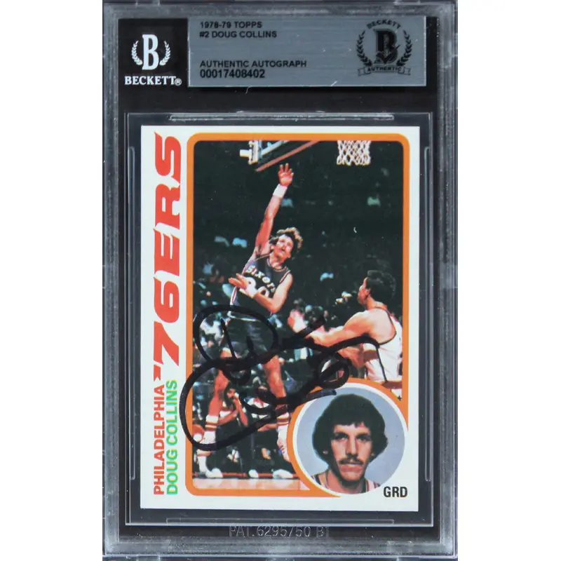 76ers Doug Collins Authentic Signed 1978 Topps #2 Card Autographed BAS Slabbed