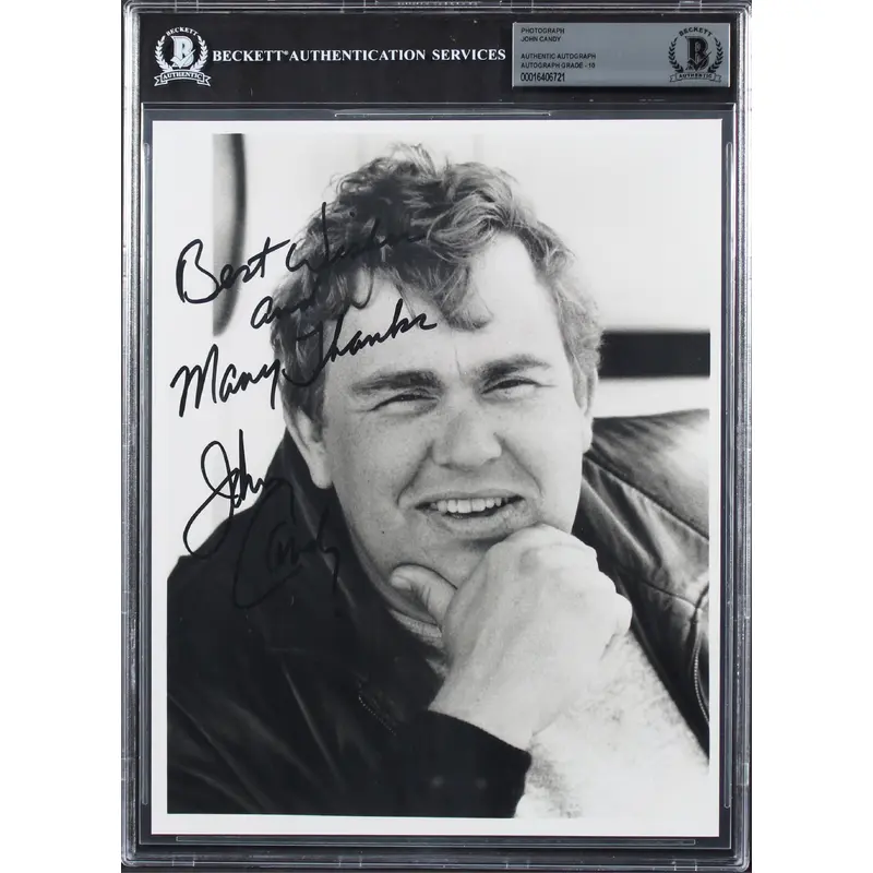 John Candy "Best Wishes & Many Thanks" Signed 8x10 Photo Auto 10! BAS Slabbed