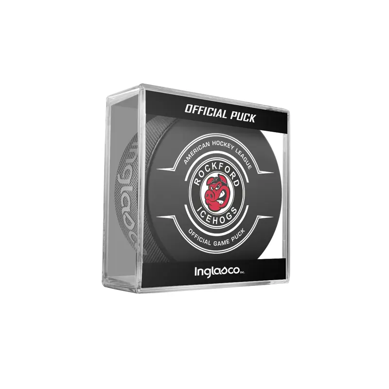 AHL Rockford Icehogs 2024-25 Official Game Hockey Puck In Cube