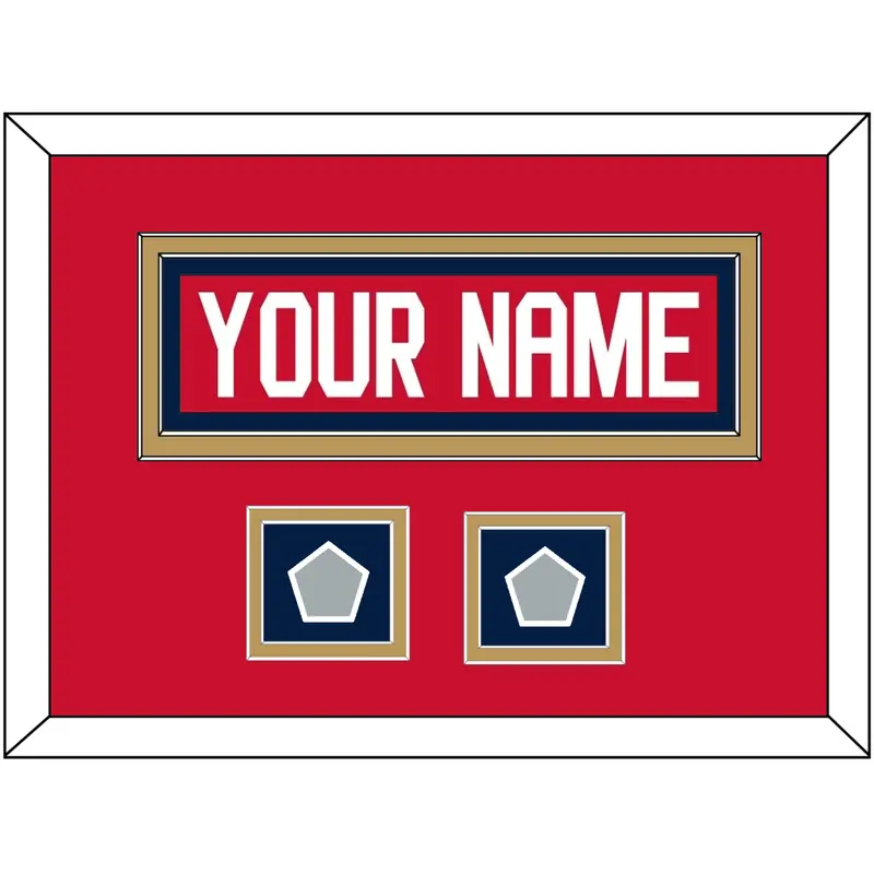 Florida Nameplate & 2 Stanley Cup Finals Patches - Home Red - Double Mat 3
