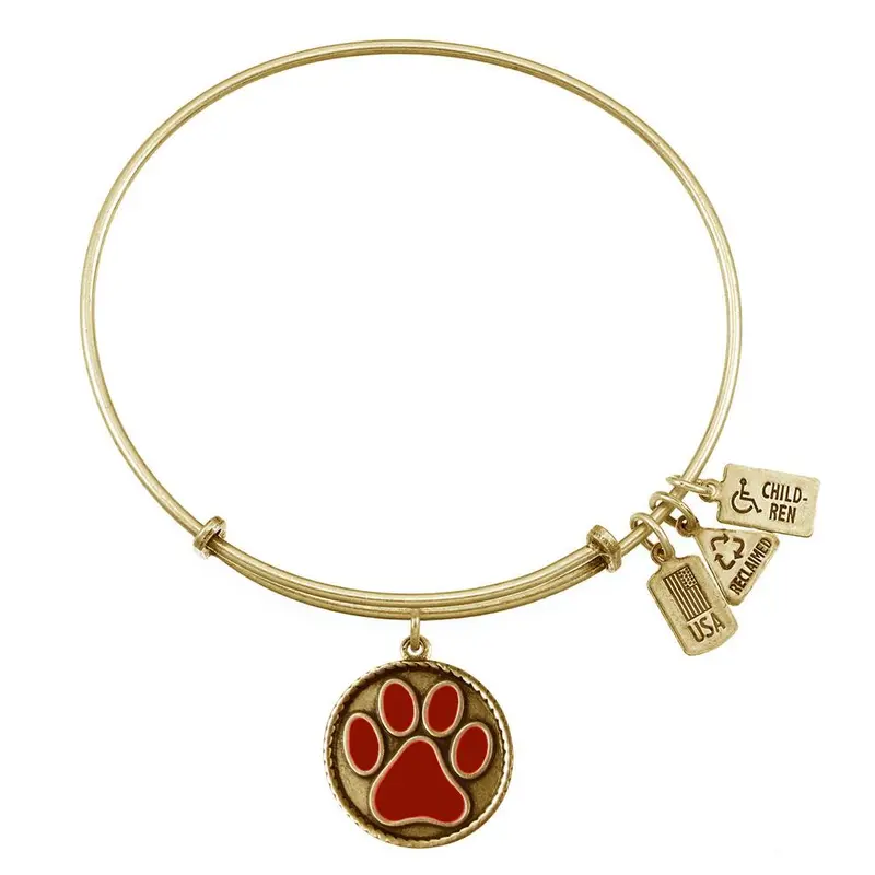 Red Paw Print (Enameled) Charm Bangle