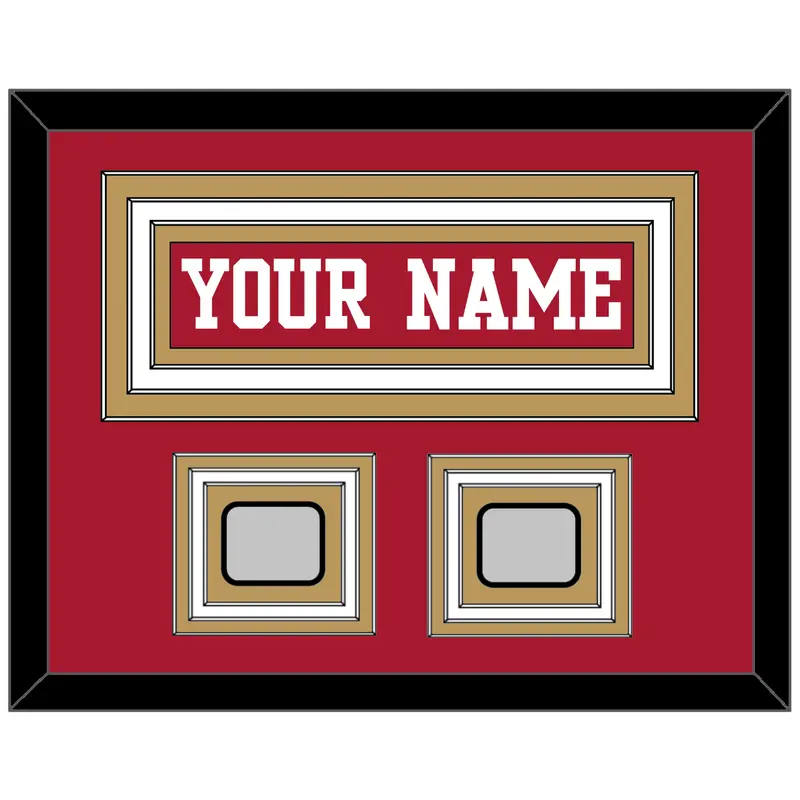 San Francisco Nameplate & 2 Super Bowl Patches - Home Red - Triple Mat 3