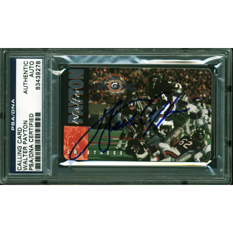 Bears Walter Payton Authentic Signed 2.25x3.5 1995 Calling Card PSA/DNA Slabbed