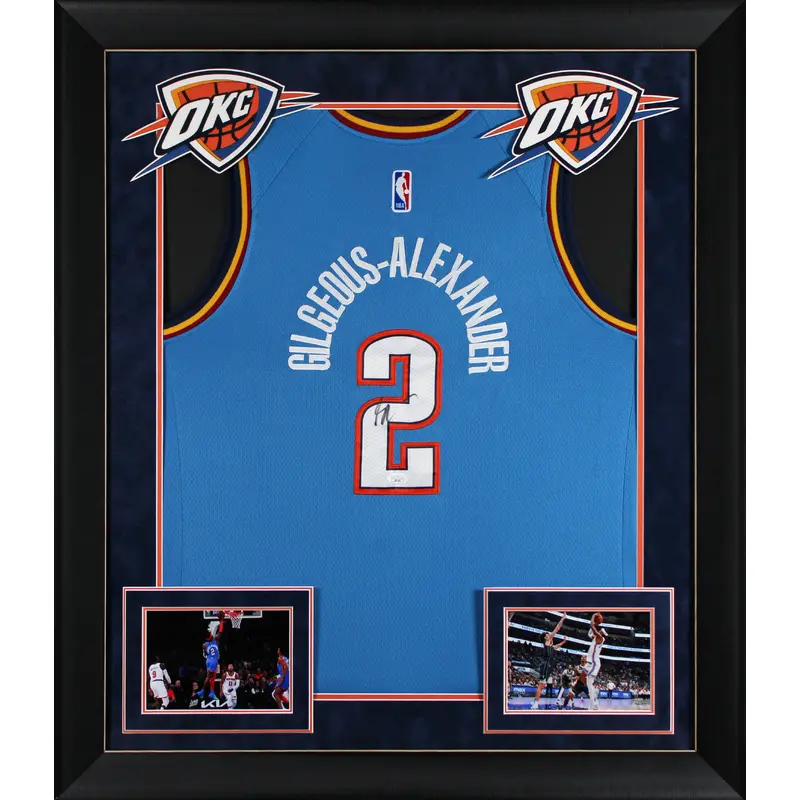Thunder Shai Gilgeous-Alexander Signed Blue Nike Swingman Framed Jersey JSA