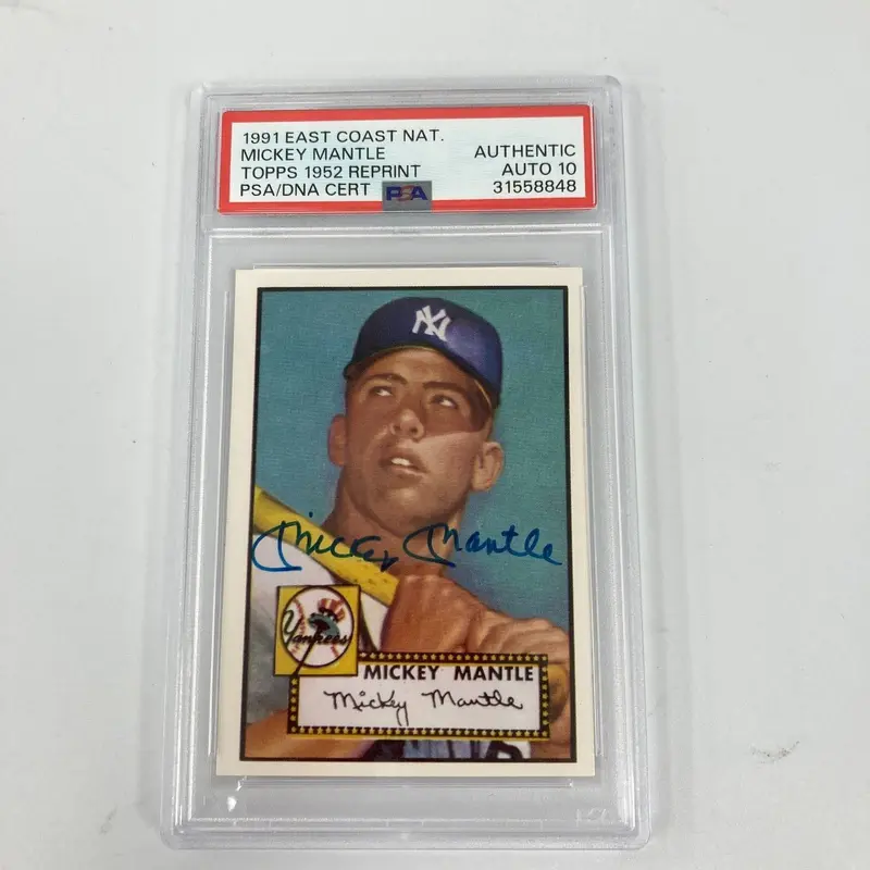 1952 Topps Mickey Mantle Signed 1991 RC Baseball Card PSA DNA 10 GEM MINT Auto