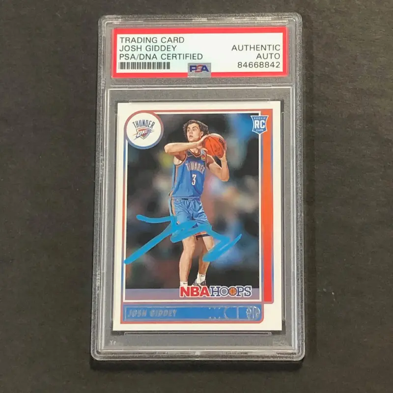 2021-22 NBA Hoops #202 Josh Giddey Signed Card AUTO PSA Slabbed RC Thunder