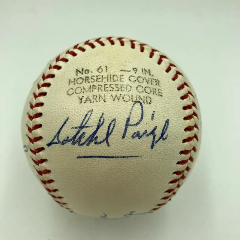 Beautiful Satchel Paige Willie Mays Hall Of Fame Multi Signed Baseball JSA COA