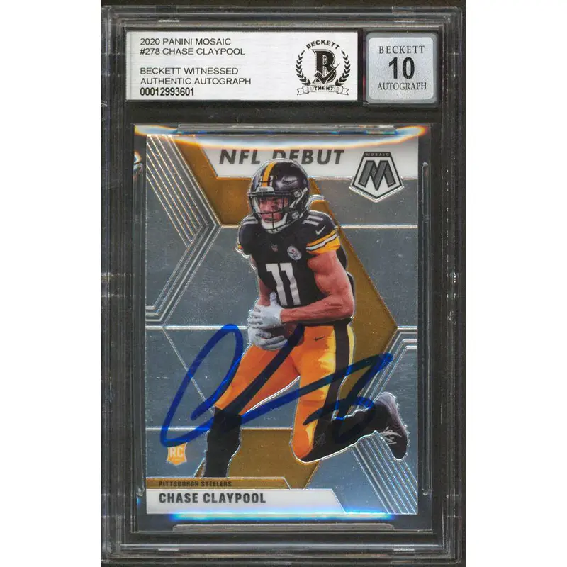 Chase Claypool Signed 2020 Panini Mosaic #278 Rookie Card Auto 10! BAS Slabbed