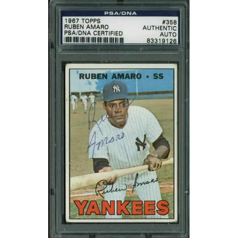 Yankees Ruben Amaro Authentic Signed Card 1967 Topps #358 PSA/DNA Slabbed