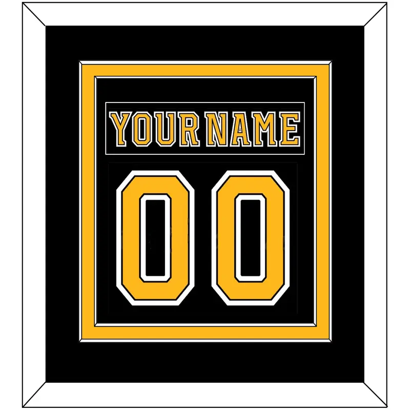 Boston Nameplate & Number (Back) Combined - Home Black (2007-2017) - Double Mat 2