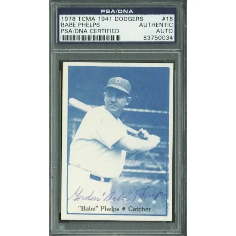 Dodgers Babe Phelps Authentic Signed Card 1978 Tcma 1941 Dodgers #18 PSA Slabbed