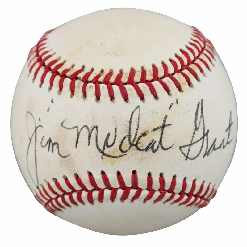 Twins Jim "Mudcat" Grant Authentic Signed Bobby Brown Baseball OAL BAS #BN73289