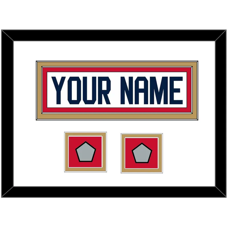 Florida Nameplate & 2 Stanley Cup Finals Patches - Road White - Double Mat 1