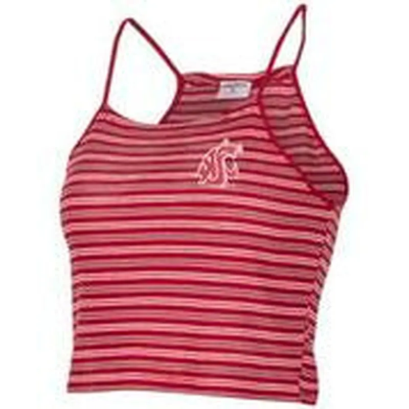 WSU Crimson and White Stripe Spaghetti Strap Tank