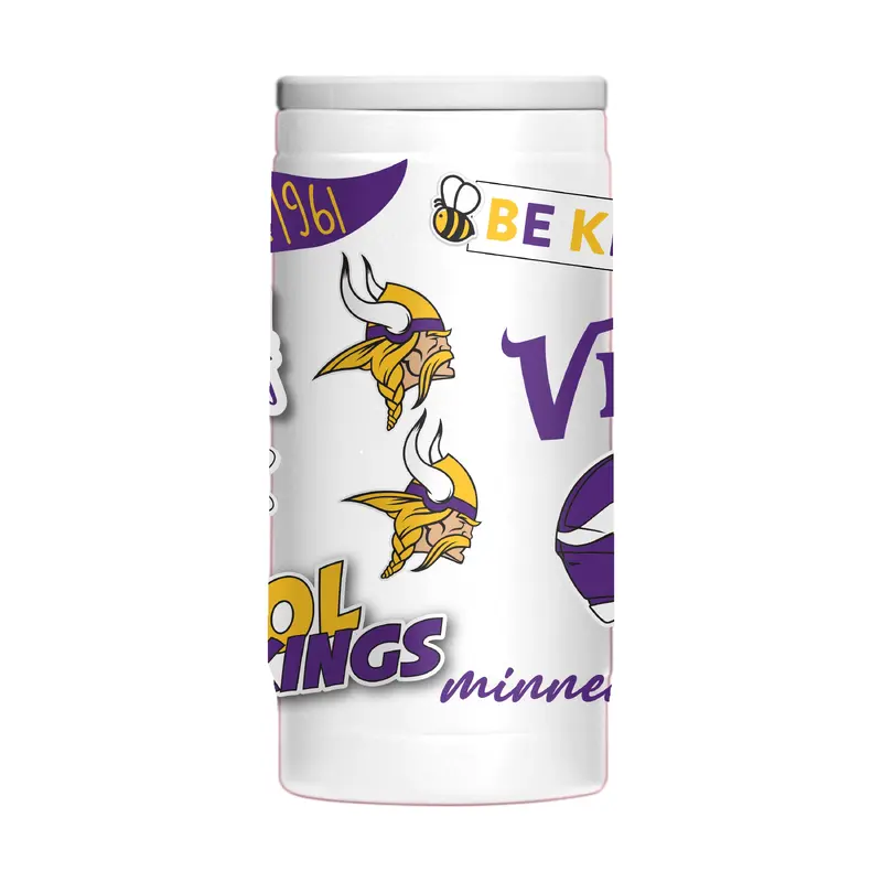 Minnesota Vikings 12oz Native Powdercoat SlimCan Coolie