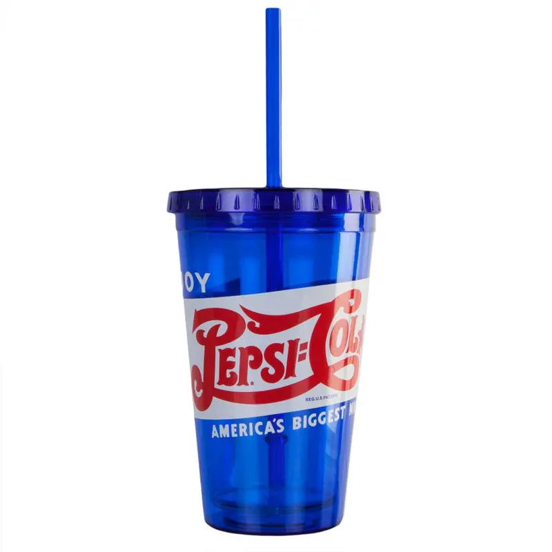 Pepsi - 1940s Enjoy Pepsi-Cola 16 Oz Tumbler With Straw