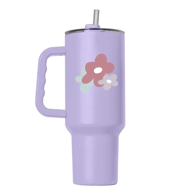 Spring 40oz Colorful Flower Trio Lavender Powder Coat Tumbler