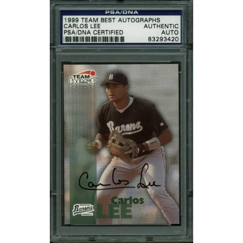 White Sox Carlos Lee Authentic Signed Card 1999 Team Best Autographs PSA Slabbed