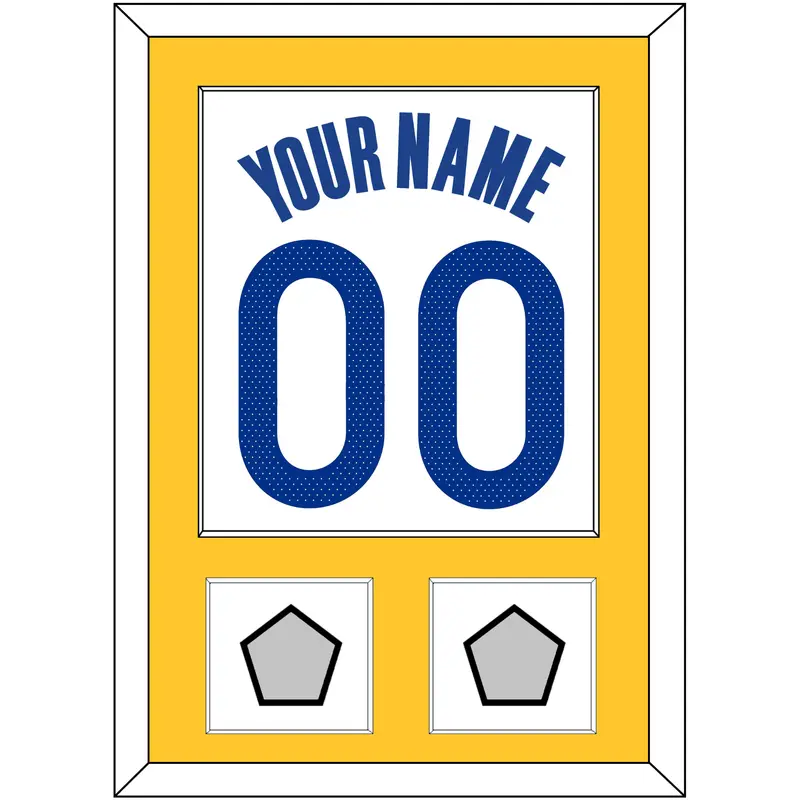 Golden State Name & Number With 2 Finals Patches - White Association - Single Mat 2