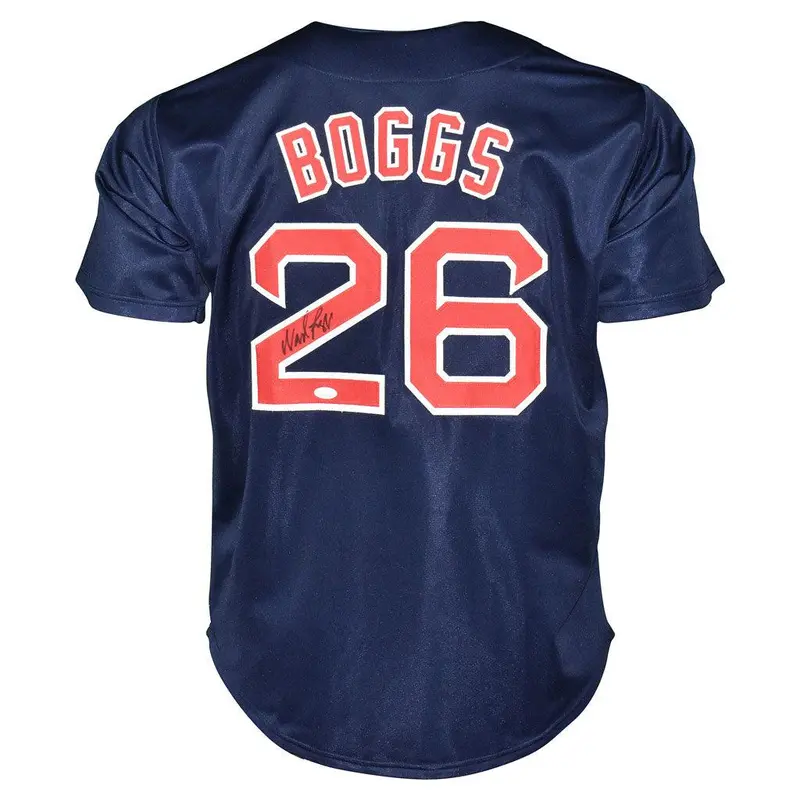 Wade Boggs Autographed Boston Red Sox (Blue #26) Jersey - JSA