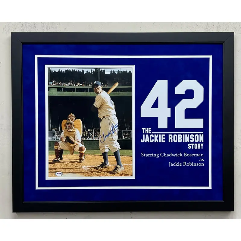 Chadwick Boseman Photo PSA/DNA 21x26 Framed Auto Grade 10 42 Jackie Robinson