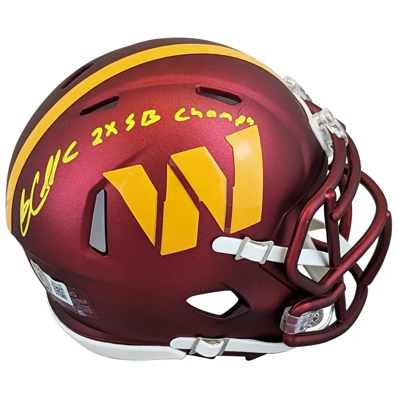 Commanders Gary Clark "2x SB Champ" Signed Speed Mini Helmet BAS Witnessed