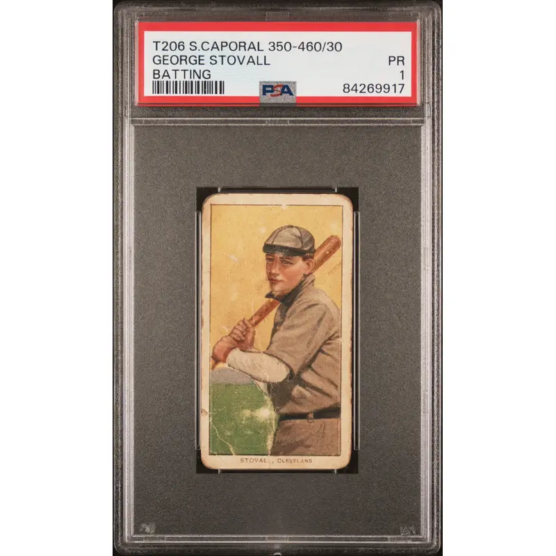 George Stovall 1909-11 T206 Sweet Caporal 350-460/30 Batting PSA 1 Poor