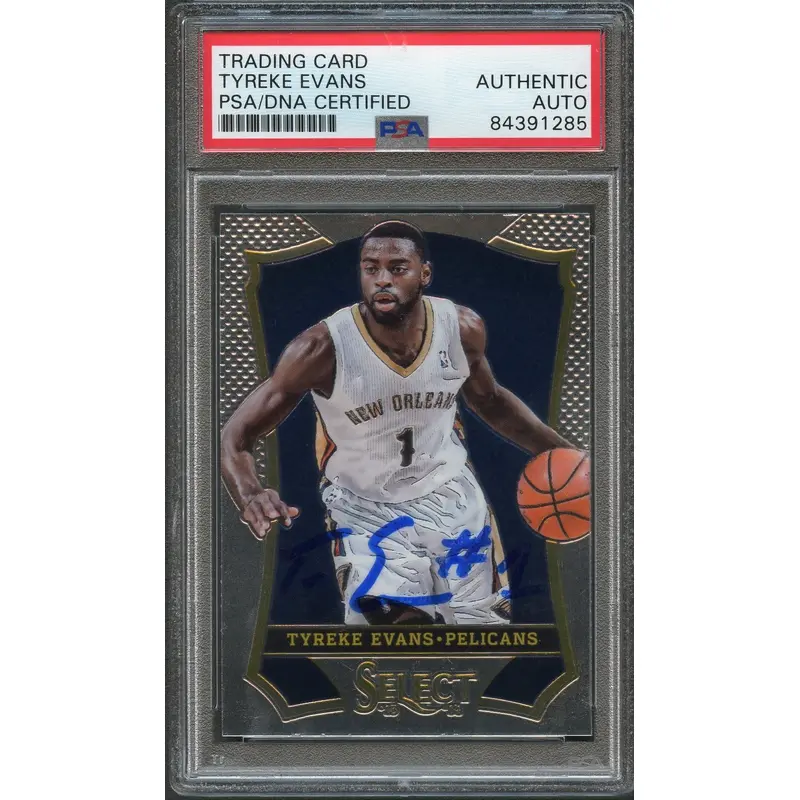 2013-14 Panini Select #80 Tyreke Evans Signed Card AUTO PSA Slabbed Pelicans