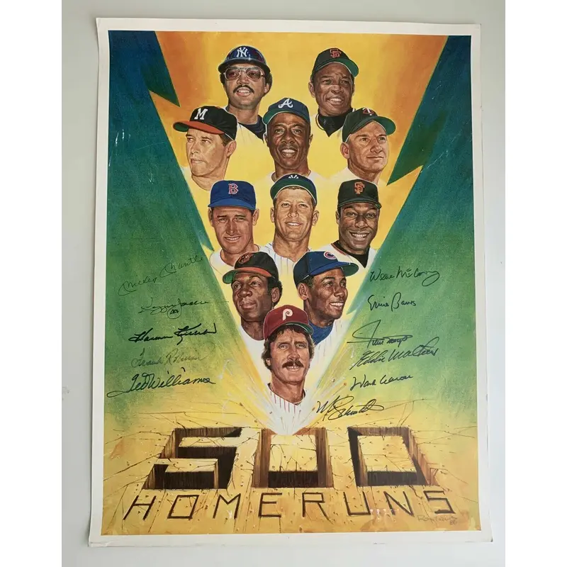 Mickey Mantle Ted Williams 500 Home Run Club Signed Large Photo Litho Beckett