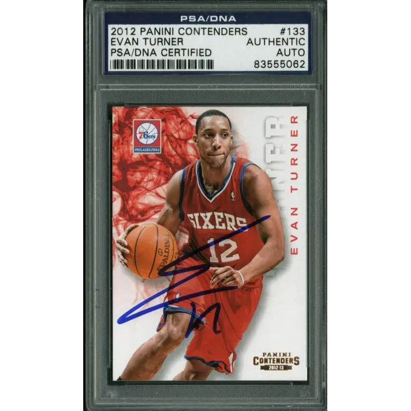76Ers Evan Turner Authentic Signed Card 2012 Panini Contenders #133 PSA Slabbed