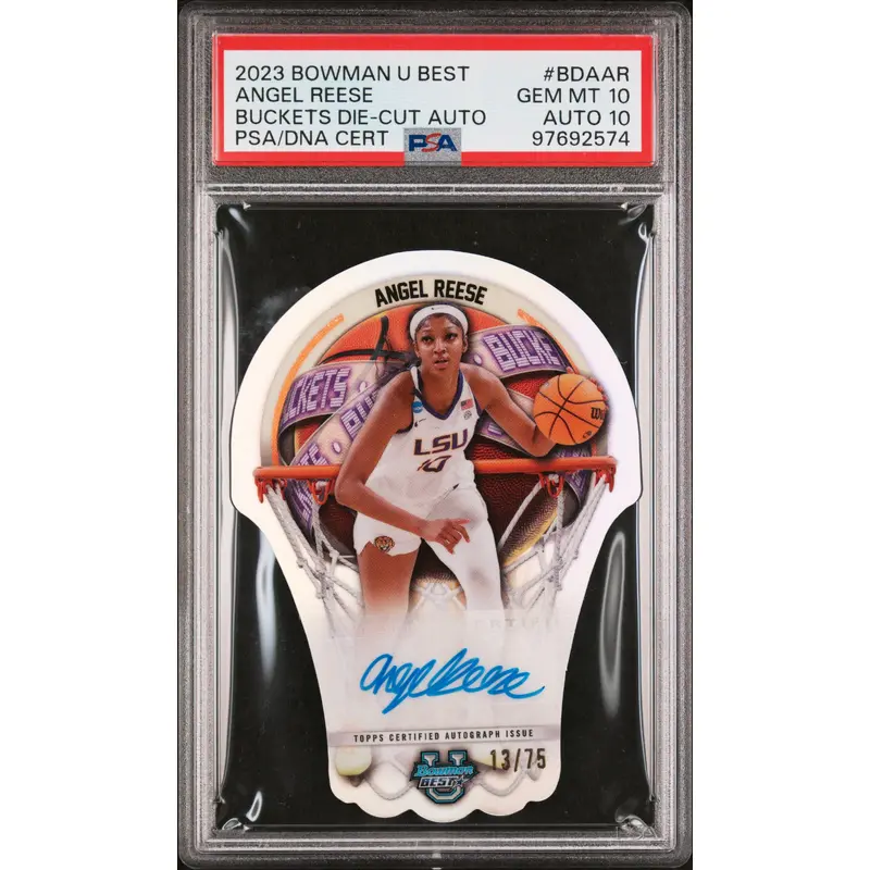 Angel Reese 2023 Bowman U Best Buckets Die-Cut Autograph #13/75 PSA 10 Auto 10