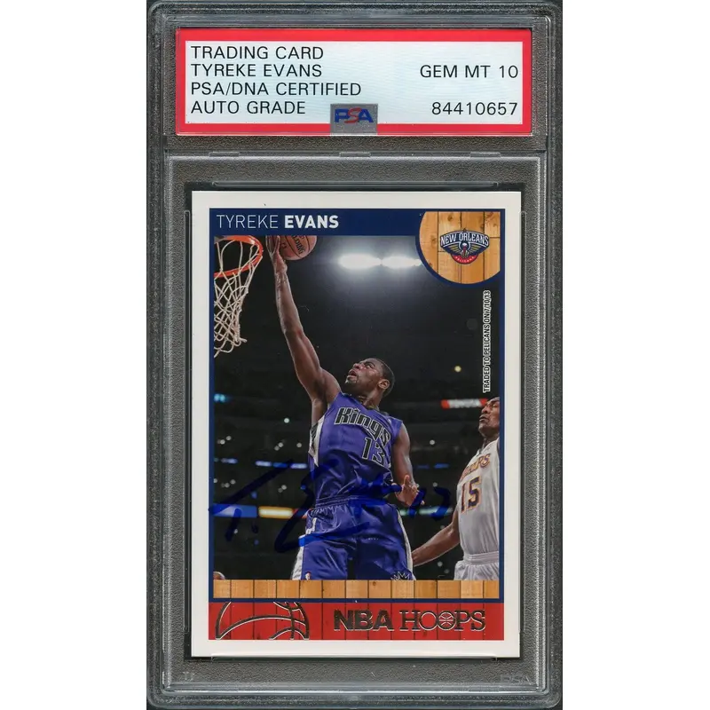 2013-14 NBA Hoops #181 Tyreke Evans Signed Card AUTO 10 PSA Slabbed Pelicans