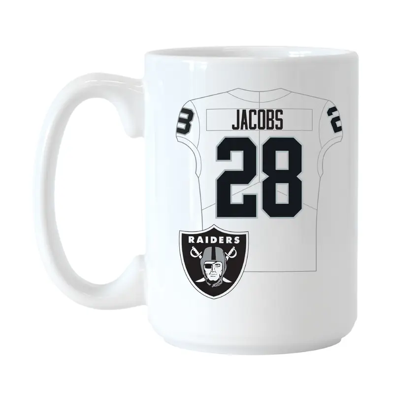 Las Vegas Raiders Josh Jacobs Jersey 15oz Sublimated Mug