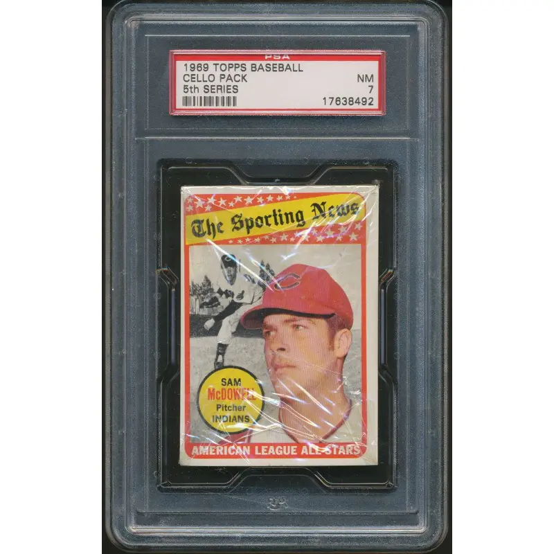 1969 Topps Baseball Unopened 5th Series Cello Pack PSA 7