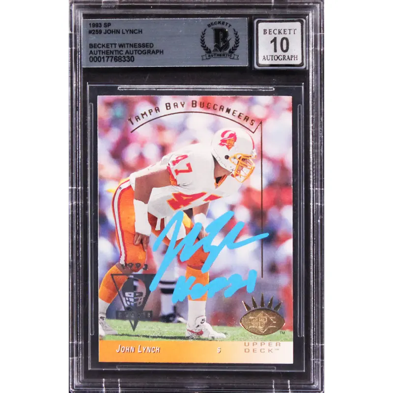Buccaneers John Lynch Signed 1993 SP #259 Rookie Card Auto 10! BAS Slabbed