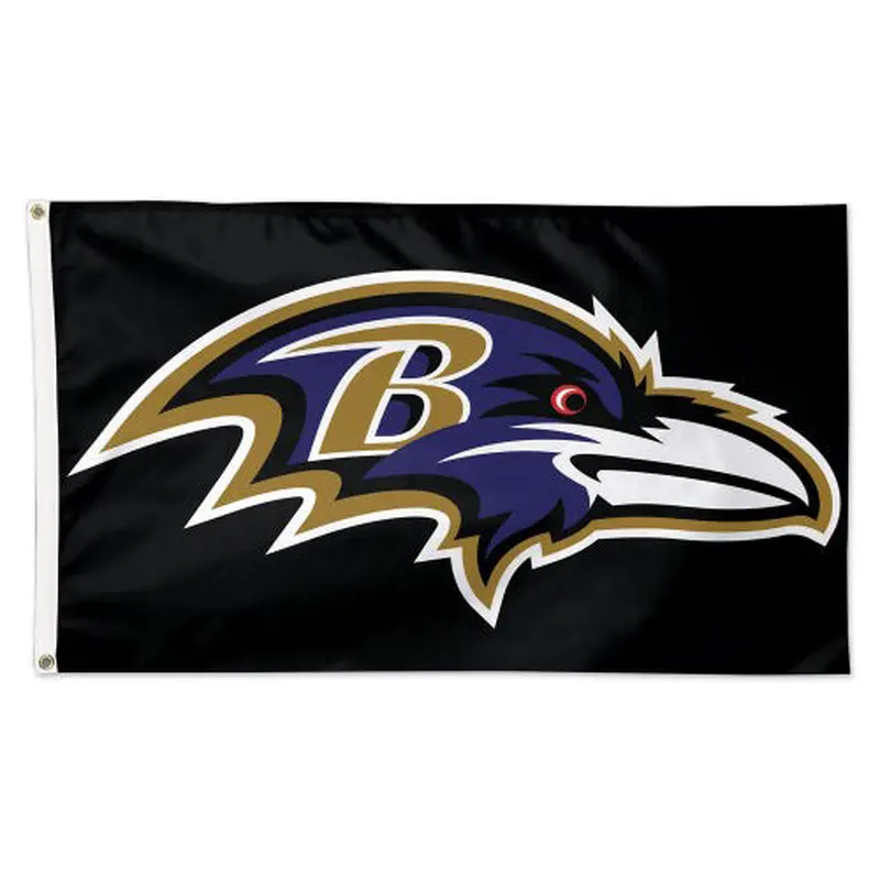 Baltimore Ravens Official NFL Football Team Logo-on-Black DELUXE 3'x5' FLAG - Wincraft