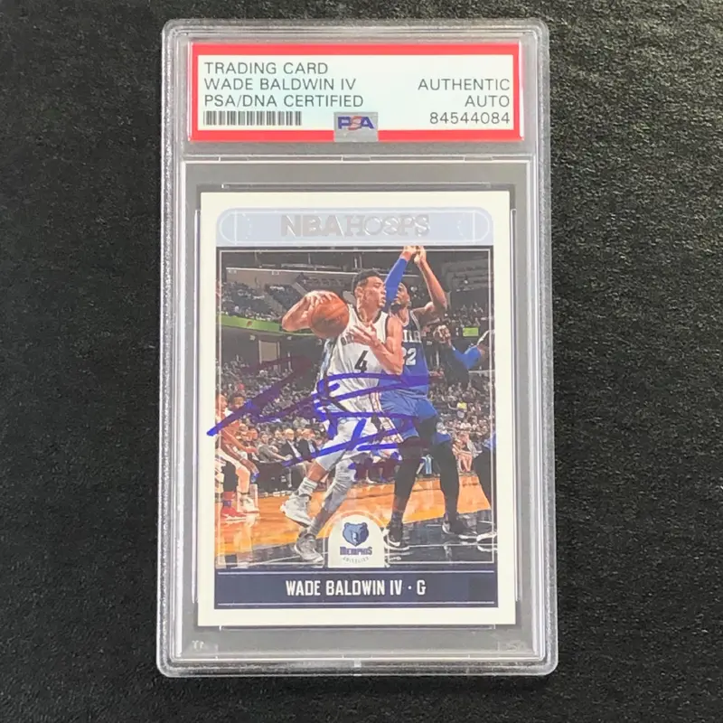 2017-18 NBA Hoops #54 Wade Baldwin IV Signed Card AUTO PSA Slabbed Grizzlies