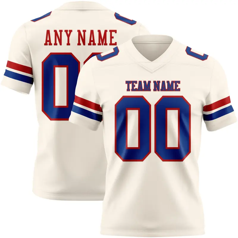 Custom Cream Royal-Red Mesh Authentic Football Jersey
