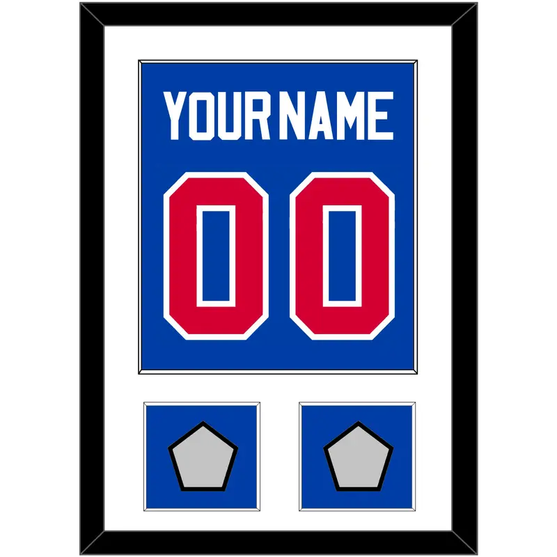 Detroit Name & Number With 2 Champions Patches - Road Blue (1981-1996) - Single Mat 1