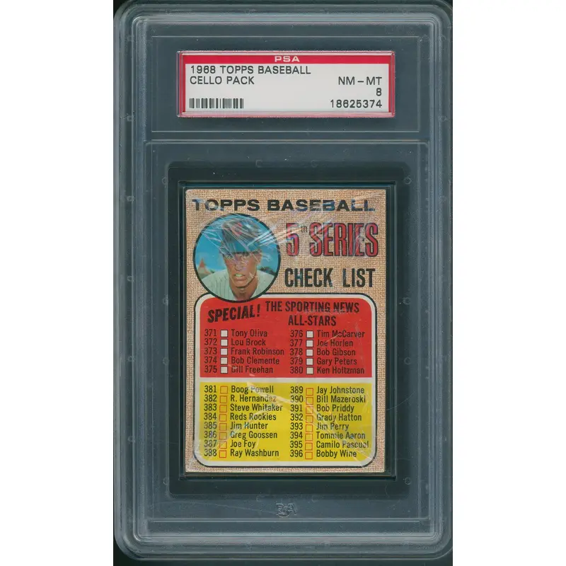 1968 Topps Baseball Unopened Cello Pack PSA 8