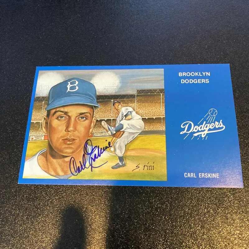 Carl Erskine Signed Autographed Vintage Brooklyn Dodgers Postcard