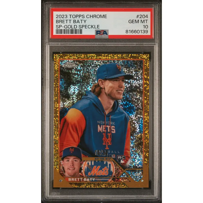 Brett Baty 2023 Topps Chrome SP-Gold Speckle #204 #10/50 PSA 10 Gem Mint