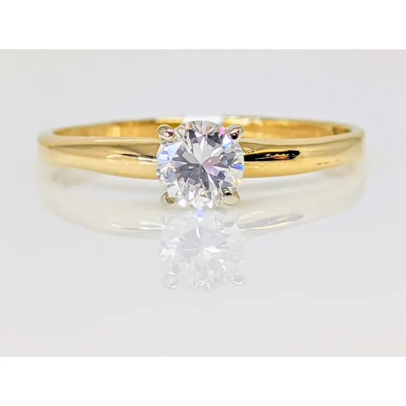 14K .33 CARAT TOTAL I1 G DIAMOND ROUND SOLITAIRE ESTATE RING 1.5 GRAMS