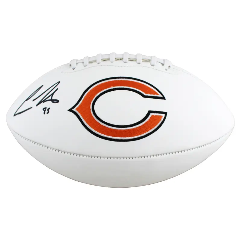 Bears Cole Kmet Authentic Signed White Panel Logo Football BAS Witnessed